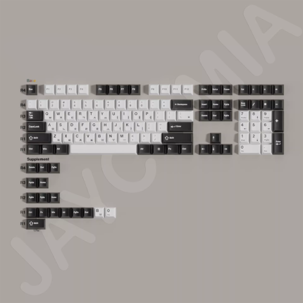 JAYCOMIA Black & White Korean Sub-legend PBT Keycap Set - Cherry Profile