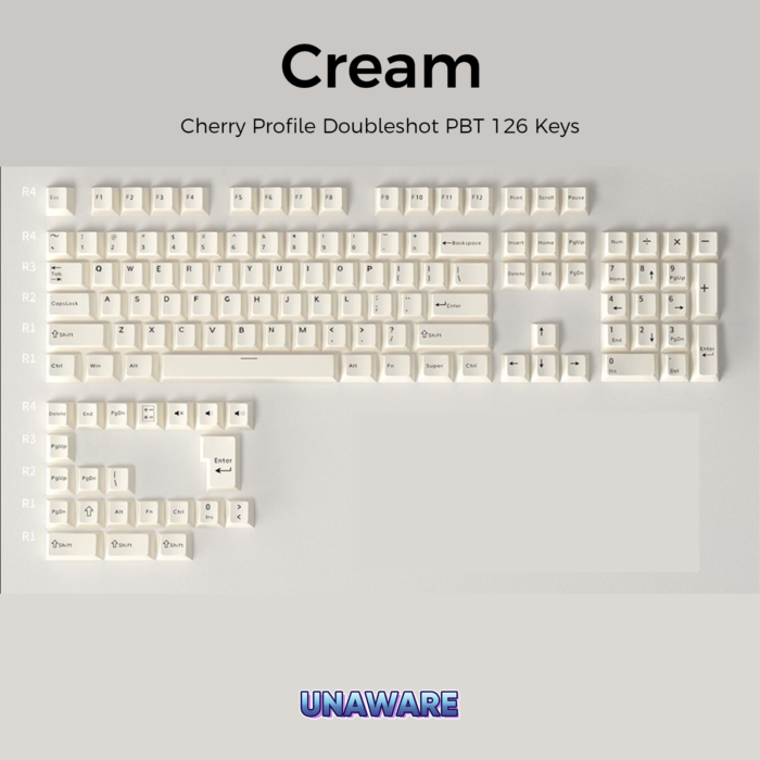 Unaware Cherry Profile Double-shot PBT 126 Keys Keycap Set - Image 10