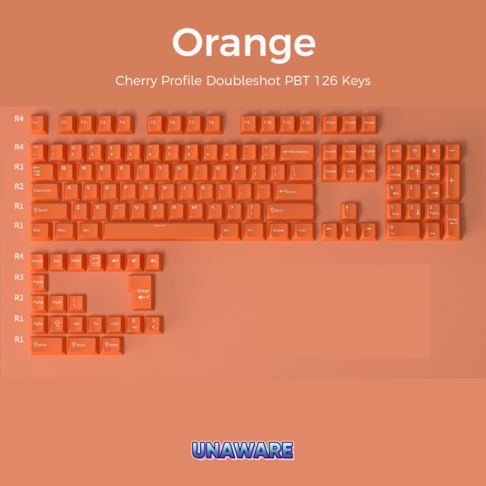 Unaware Cherry Profile Double-shot PBT 126 Keys Keycap Set - Image 6