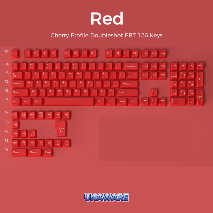 Unaware Cherry Profile Double-shot PBT 126 Keys Keycap Set - Image 3