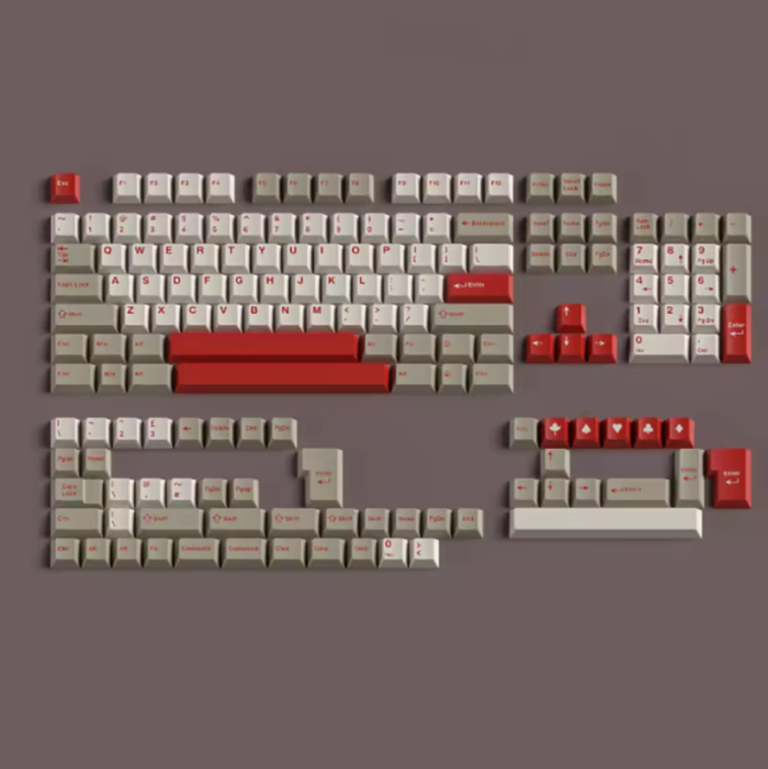 Vintage Red & Cream PBT Dye-Sub Keycap Set - Cherry Profile - Image 1