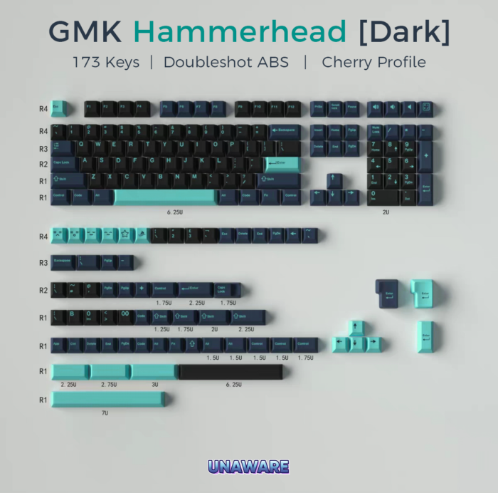 GMK Hammerhead [Dark] 173 Keys Doubleshot ABS Cherry Profile Keycap Set - Image 1