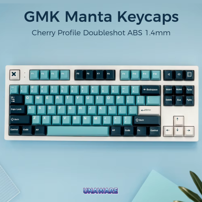 GMK Manta Doubleshot Cherry Profile ABS Keycap Set - Deep Navy and Turquoise - Image 5