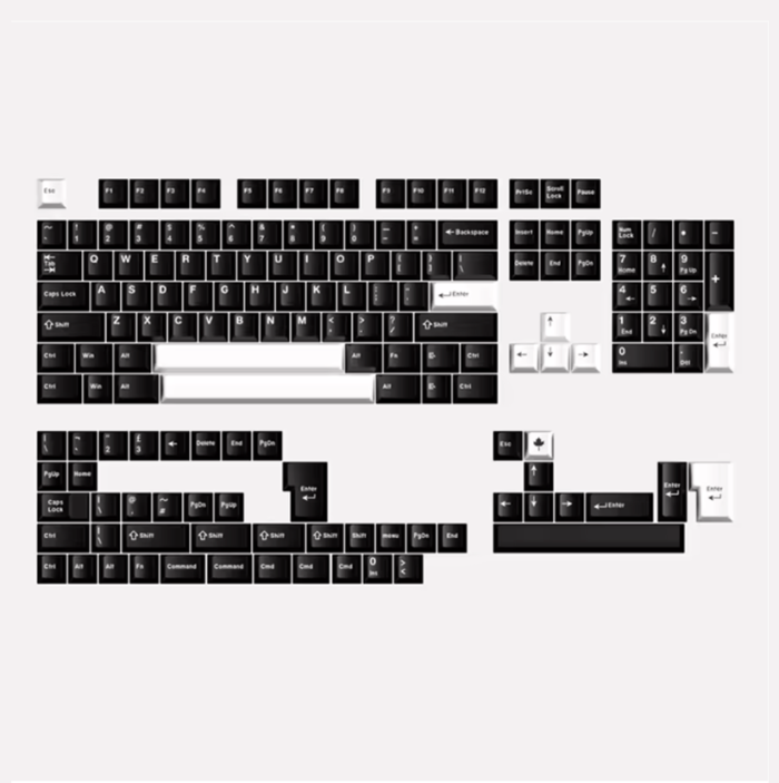 GMK WOB White on Black Keycap 1 GMK Classic Minimalist White on Black PBT Keycap Set - Cherry Profile - Image 1