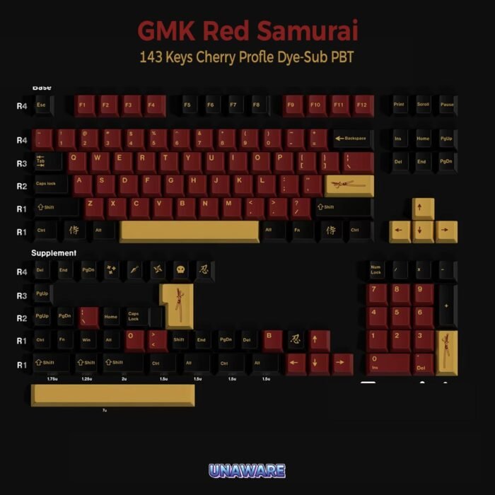 GMK Red Samurai Cherry Profile Keycaps 3 GMK Red Samurai Cherry Profile Keycaps - Image 1